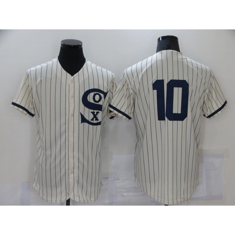 Chicago White Sox #10 Yoan Moncada 2021 Cream BFRAILEY Navy Field of Dreams Flex Base Stitched Jersey