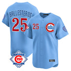Chicago Cubs #25 Moises Ballesteros Player Light Blue BFRAILEY 150th Anniversary Limited Home Stitched Jerseys