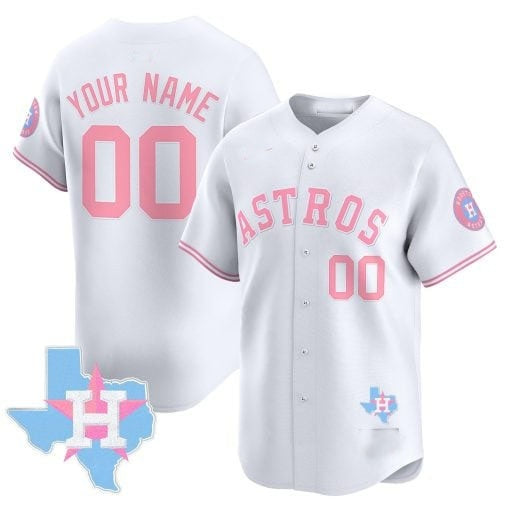 Custom Houston Astros White BFRAILEY Bubblegum Pink Vapor Premier Limited Jersey ¨C All Stitched