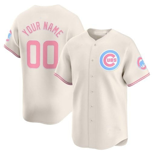 Custom Chicago Cubs Bubblegum Pink Vapor Premier Limited Jersey ¨C Cream BFRAILEY