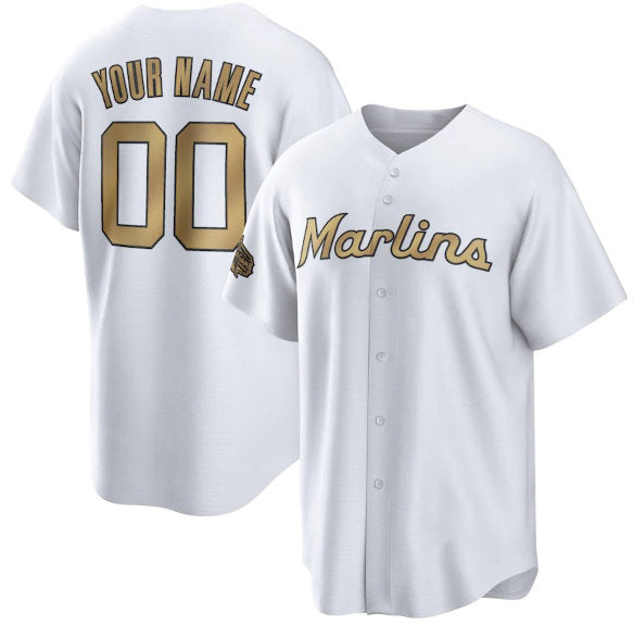 Custom Miami Marlins Active Player White BFRAILEY 2022 All-Star Cool Base Stitched Jersey