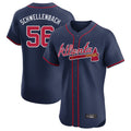 Atlanta Braves #56 Spencer Schwellenbach Player Navy BFRAILEY Limited Elite Home Game Stitched Jerseys