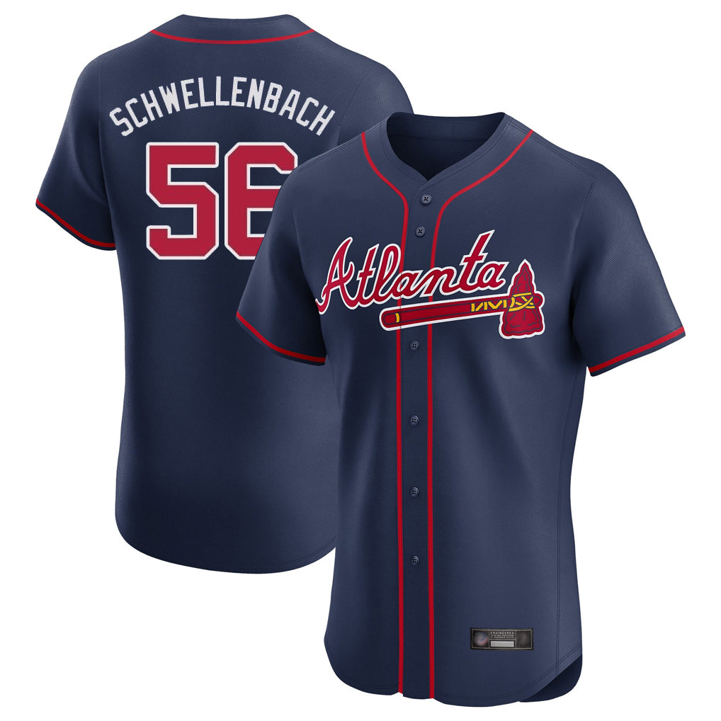 Atlanta Braves #56 Spencer Schwellenbach Player Navy BFRAILEY Limited Elite Home Game Stitched Jerseys