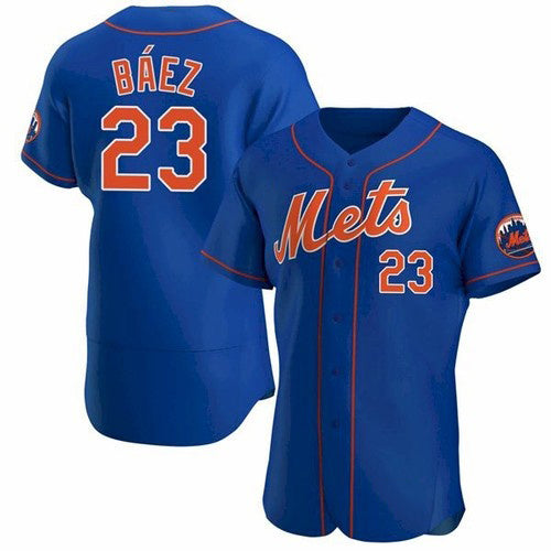 New York Mets #23 Javier Baez Royal BFRAILEY Anthentic Jersey