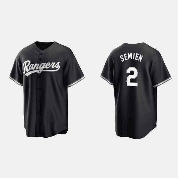 Texas Rangers #2 Marcus Semien Black BFRAILEY Cool Base Stitched Jersey