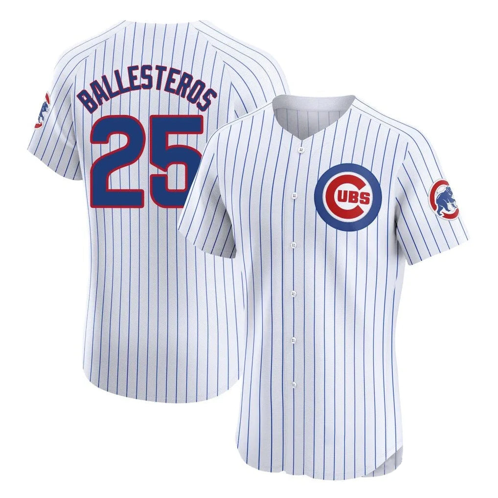 Chicago Cubs #25 Moises Ballesteros Player White BFRAILEY Limited Elite Home Game Stitched Jerseys