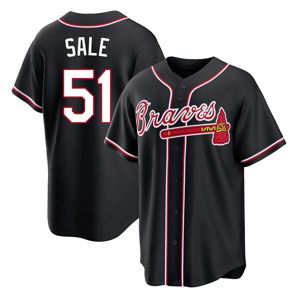 Atlanta Braves #51 Chris Sale Player Black BFRAILEY Fashion Out Game Stitched Jerseys
