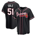 Atlanta Braves #51 Chris Sale Player Black BFRAILEY Fashion Out Game Stitched Jerseys