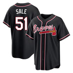 Atlanta Braves #51 Chris Sale Player Black BFRAILEY Fashion Out Game Stitched Jerseys
