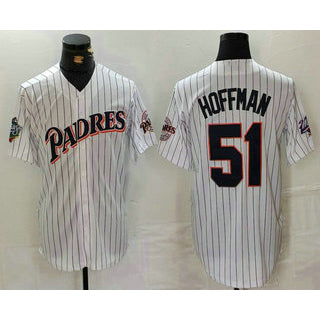 San Diego Padres #51 Trevor Hoffman White BFRAILEY Pinstripe Jersey