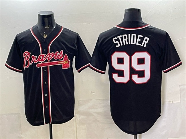 Atlanta Braves #99 Spencer Strider 2026 Fashion Replica Black BFRAILEY Out Stitched Jersey