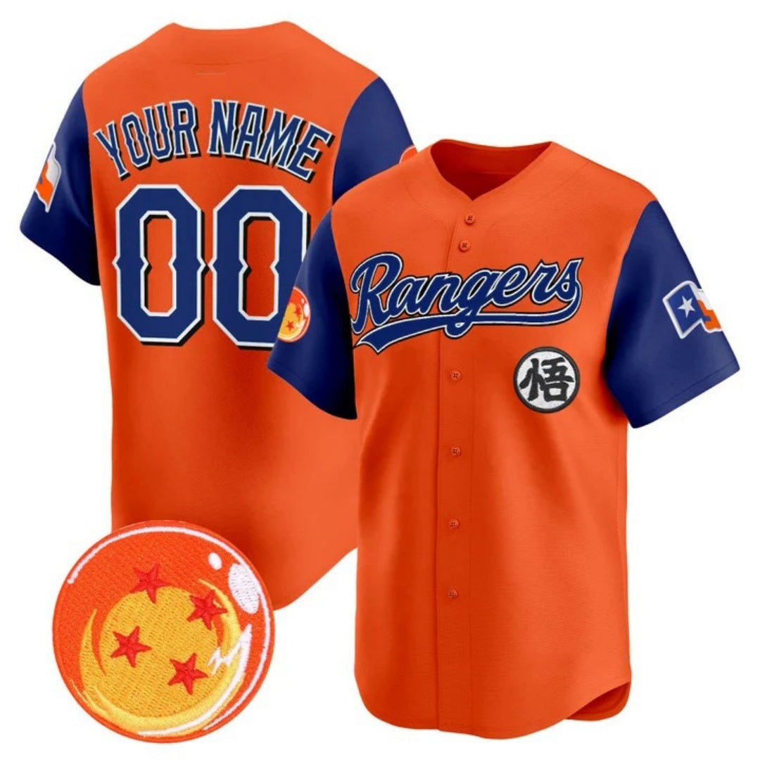 Custom Texas Rangers x Dragon Ball Royal Orange BFRAILEY Vapor Premier Limited Jersey - All Stitched
