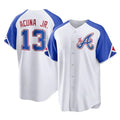 Atlanta Braves #13 Ronald Acuna Jr Player White BFRAILEY City Connect Home Game Stitched Jerseys