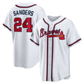 Atlanta Braves #24 Deion Sanders White BFRAILEY Home Retired Player Replica Jersey