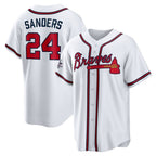 Atlanta Braves #24 Deion Sanders White BFRAILEY Home Retired Player Replica Jersey