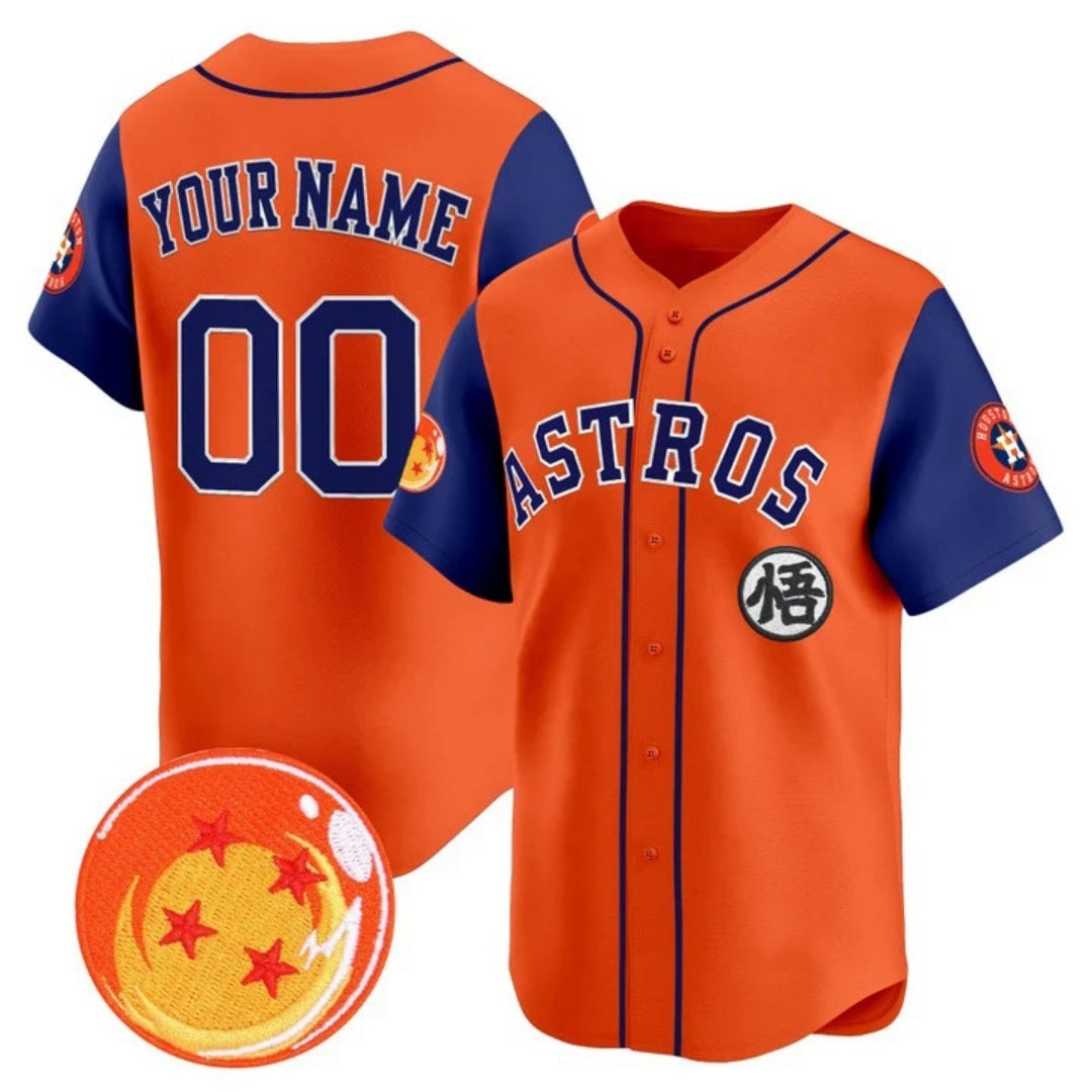 Custom Houston Astros x Dragon Ball Royal Orange BFRAILEY Vapor Premier Limited Jersey - All Stitched