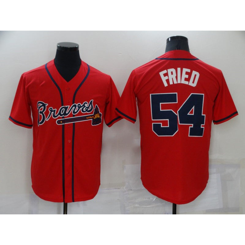 Atlanta Braves #54 Max Fried Red BFRAILEY Stitched Cool Base Jersey