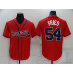 Atlanta Braves #54 Max Fried Red BFRAILEY Stitched Cool Base Jersey