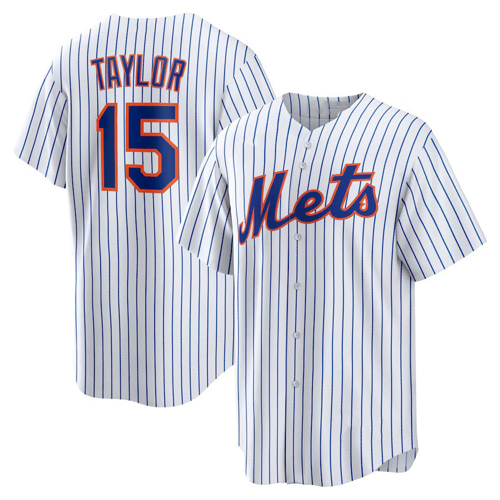 New York Mets #15 Tyrone Taylor White BFRAILEY Home Replica Jersey