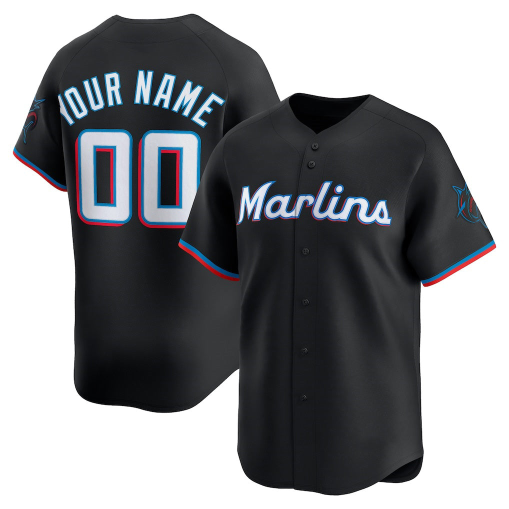 Custom Miami Marlins Black BFRAILEY Alternate Limited Jersey