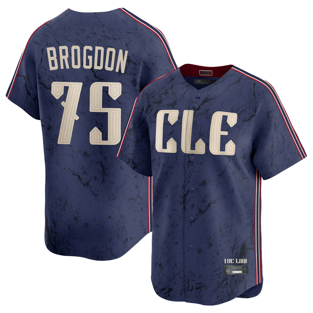 Cleveland Guardians #75 Connor Brogdon Player Navy BFRAILEY City Connect Limited Home Stitched Jerseys