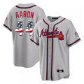 Atlanta Braves #44 Hank Aaron Player Gray BFRAILEY USA 250 Fourth Of July Limited Home Game Stitched Jerseys