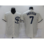 Chicago White Sox #7 Tim Anderson 2021 Cream BFRAILEY Navy Field of Dreams Name Flex Base Stitched Jersey