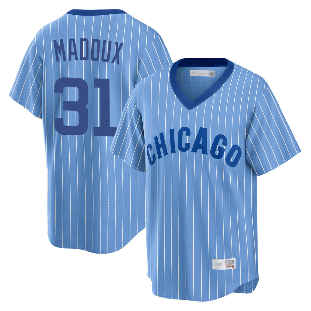 Chicago Cubs #31 Greg Maddux Player Blue BFRAILEY T-shirt Cooperstown Collection Limited Stitched Jerseys