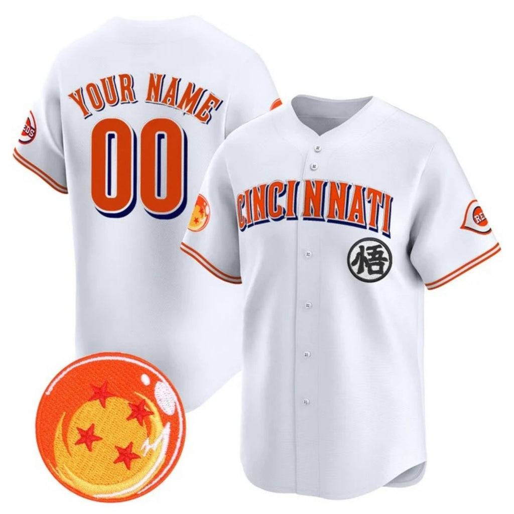 Custom Cincinnati Reds x Dragon Ball White BFRAILEY Vapor Premier Limited Jersey - All Stitched