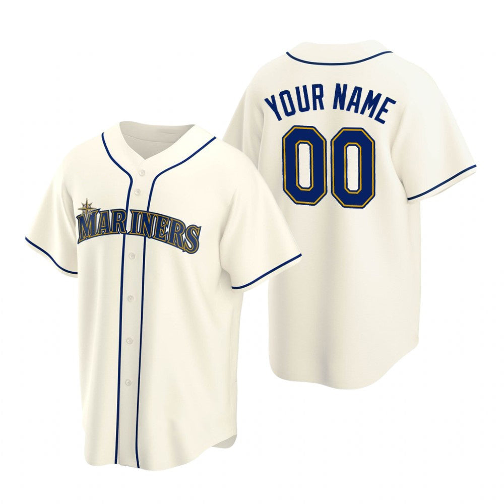 Custom Seattle Mariners Cream BFRAILEY Stitched Cool Base Jersey
