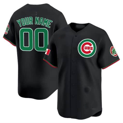 Custom Chicago Cubs Mexico Vapor Premier Limited Jersey V3 ¨C Black BFRAILEY