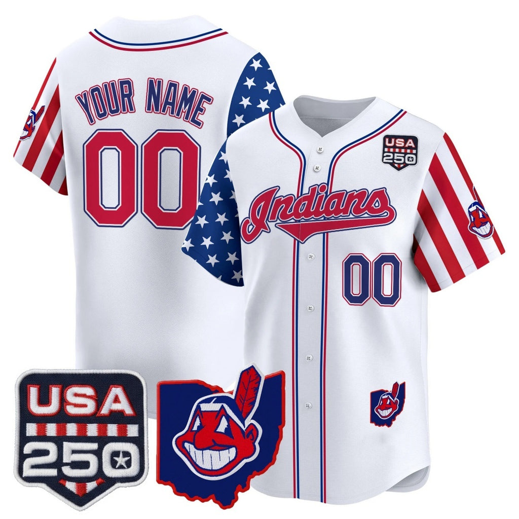 Custom Cleveland Indians White BFRAILEY America 250 Edition Vapor Premier Limited Jersey - All Stitched