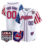 Custom Cleveland Indians White BFRAILEY America 250 Edition Vapor Premier Limited Jersey - All Stitched