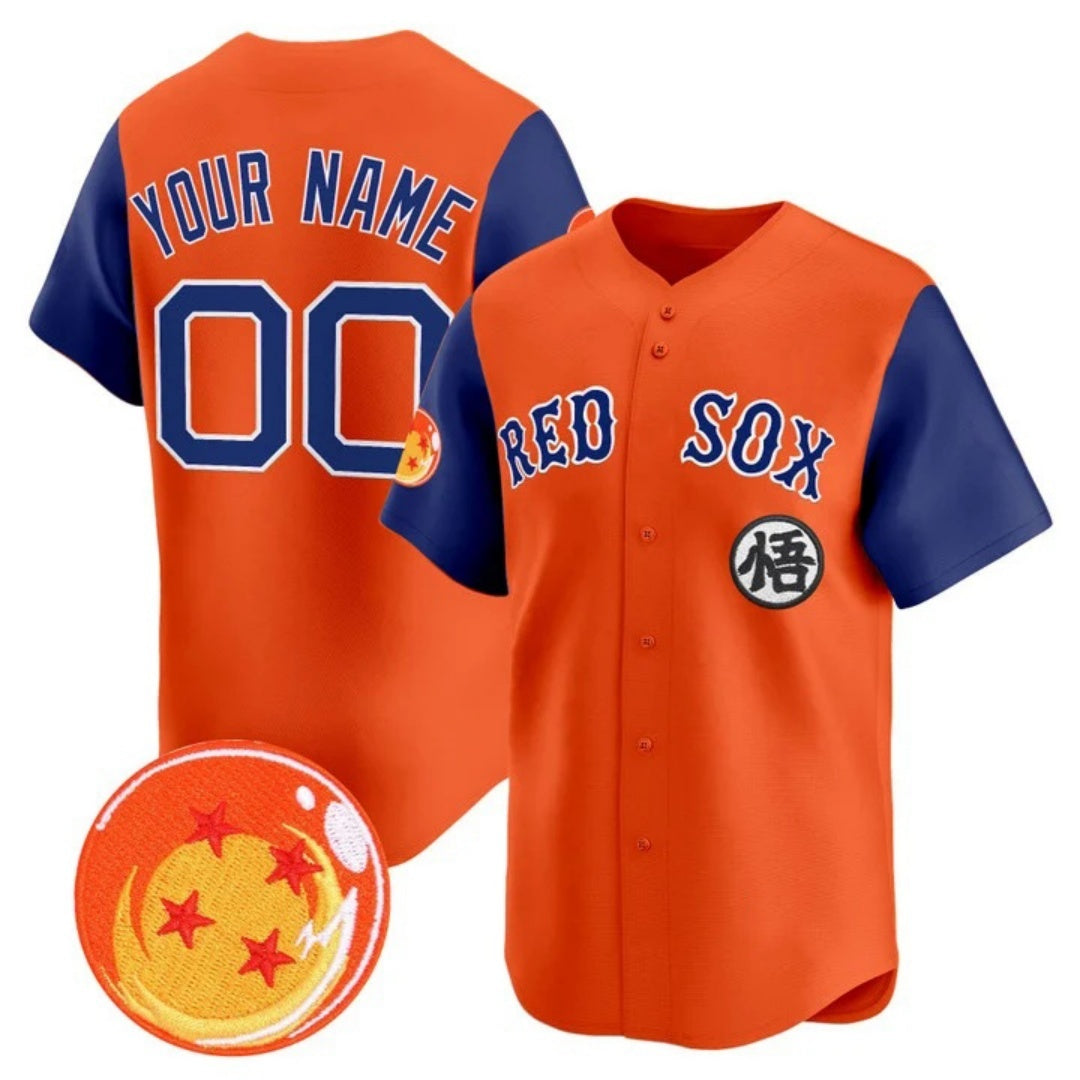 Custom Boston Red Sox x Dragon Ball Royal Orange BFRAILEY Vapor Premier Limited Jersey - All Stitched