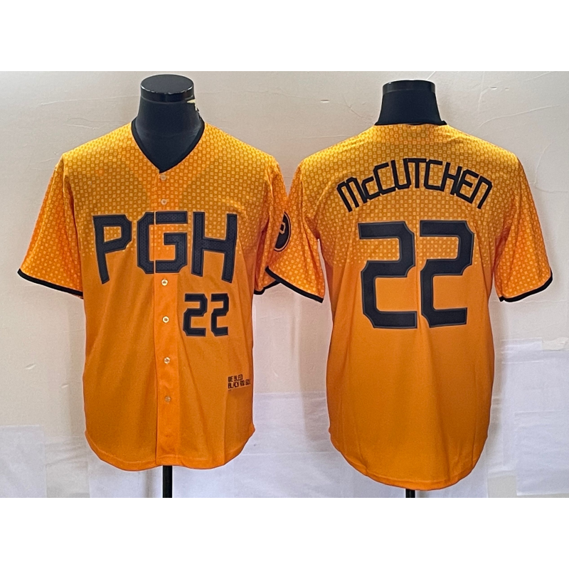 Pittsburgh Pirates #22 Andrew McCutchen Number Gold BFRAILEY 2023 City Connect Stitched Jersey 2