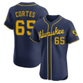 Milwaukee Brewers #65 Nestor Cortes Player Navy BFRAILEY Home Limited Elite Stitched Jerseys