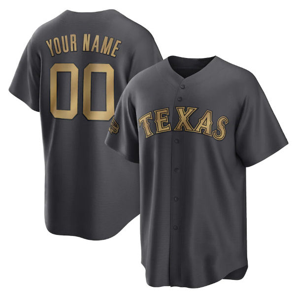 Custom Texas Rangers Active Player Charcoal BFRAILEY 2022 All-Star Cool Base Stitched Jersey