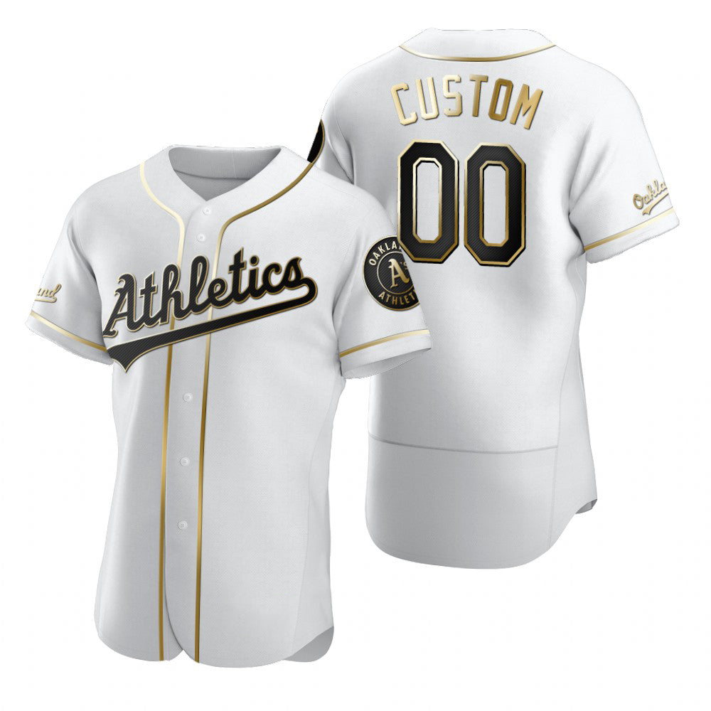Custom Oakland Athletics White BFRAILEY Stitched Flex Base Golden Edition Jersey