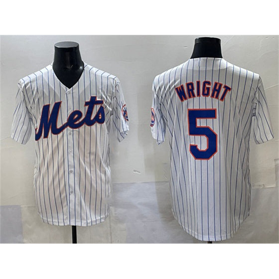 New York Mets #5 David Wright White BFRAILEY Stitched Jersey