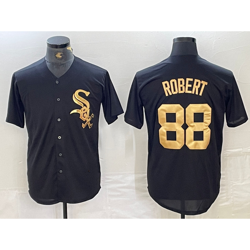 Chicago White Sox #88 Luis Robert Black Gold BFRAILEY Cool Base Stitched Jersey