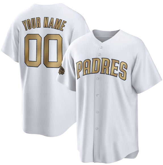 Custom San Diego Padres Active Player White BFRAILEY 2022 All-Star Cool Base Stitched Jersey