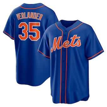 New York Mets #35 Justin Verlander Blue BFRAILEY Stitched Cool Base Jersey