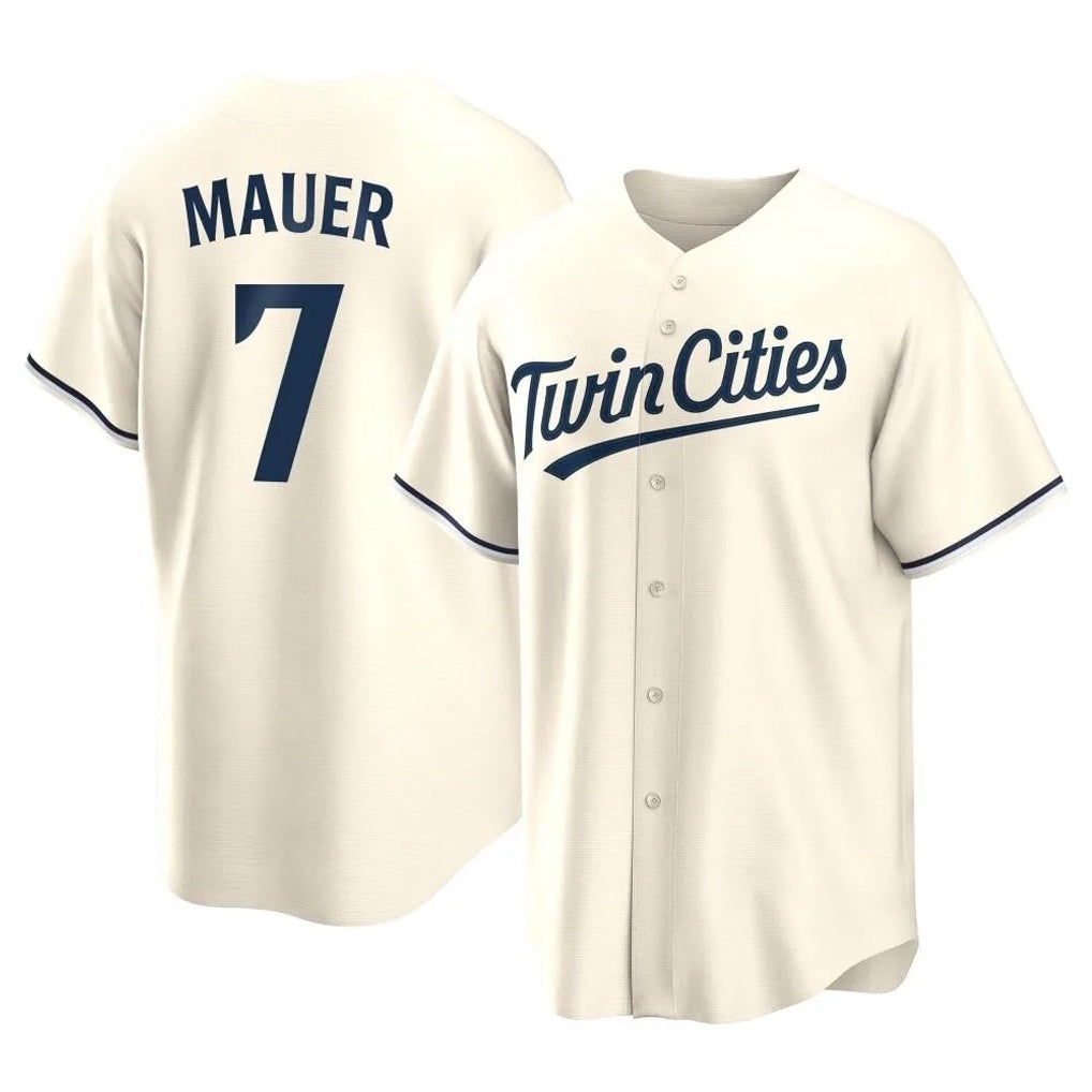 Minnesota Twins #7 Joe Mauer Player Cream BFRAILEYGame Limited Home Stitched Jerseys