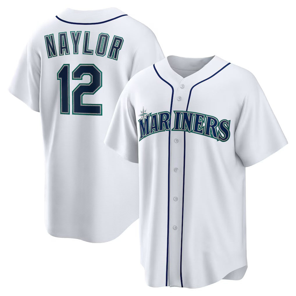 Seattle Mariners #12 Josh Naylor White BFRAILEY Home Replica Jersey