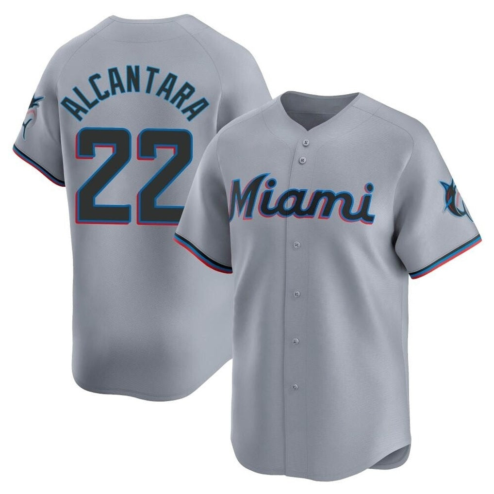 Miami Marlins #22 Sandy Alcantara Player Gray BFRAILEY Home Limited Stitched Jerseys
