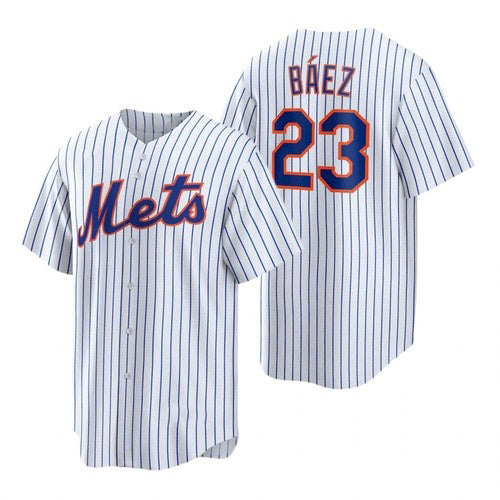 New York Mets #23 Javier Baez White BFRAILEY Replica Home Jersey