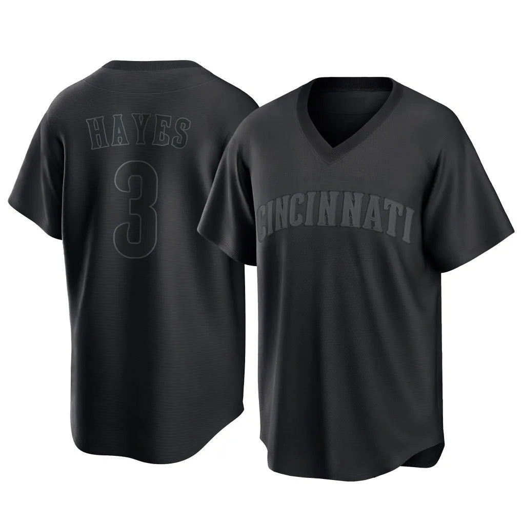 Cincinnati Reds #3 Ke'Bryan Hayes Player Black BFRAILEY T-shirt Game Home Stitched Jerseys