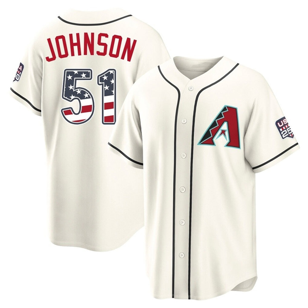 Arizona Diamondbacks #51 Randy Johnson Player Cream BFRAILEY USA 250 Fourth of July Home Game Stitched Jerseys