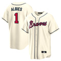Atlanta Braves #1 Ozzie Albies Player Cream BFRAILEY Home Game Stitched Jerseys