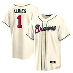Atlanta Braves #1 Ozzie Albies Player Cream BFRAILEY Home Game Stitched Jerseys